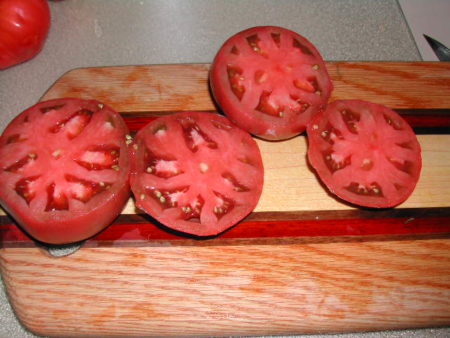 The Cherokee Pruple Tomato is a great slicer